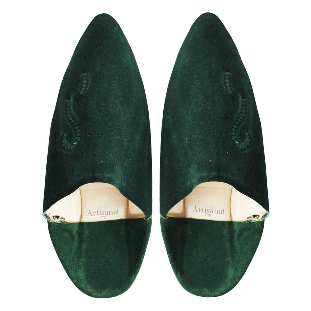 Babouche en daim Vert