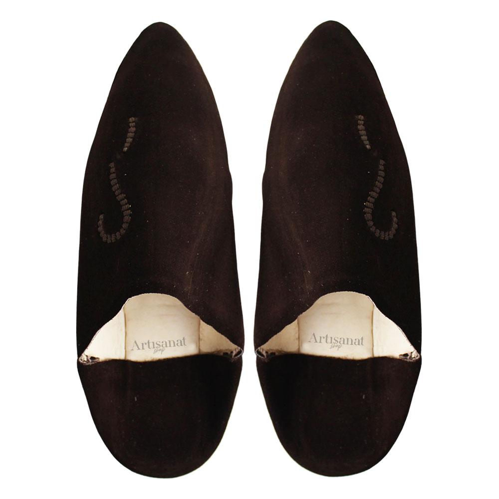 Babouche en daim Marron