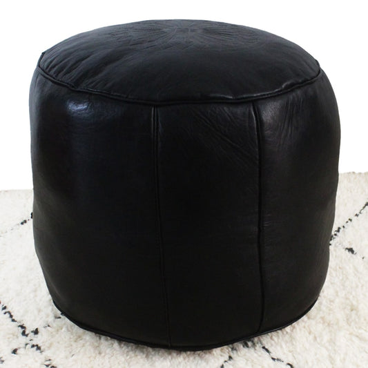 Pouf Fès tabouret cuir Noir