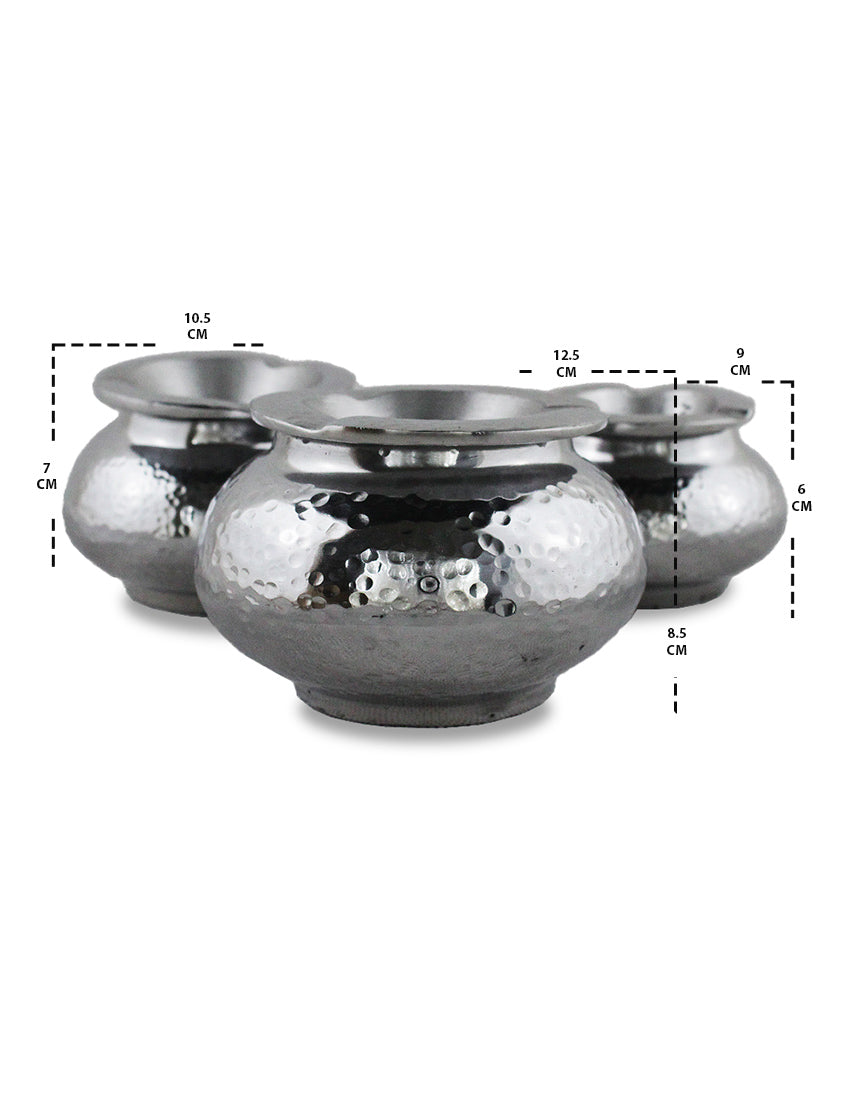 Lot de 3 Cendriers aluminum martelé