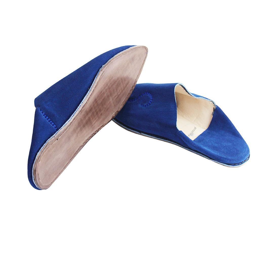 Babouches hommes en daim Bleu