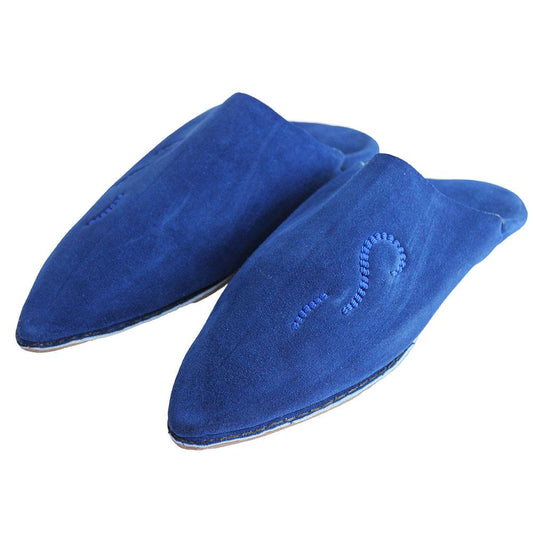 Babouche en Daim Bleu Royal