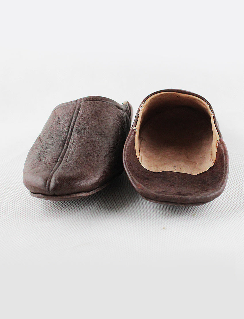 Babouche maison cuir marron