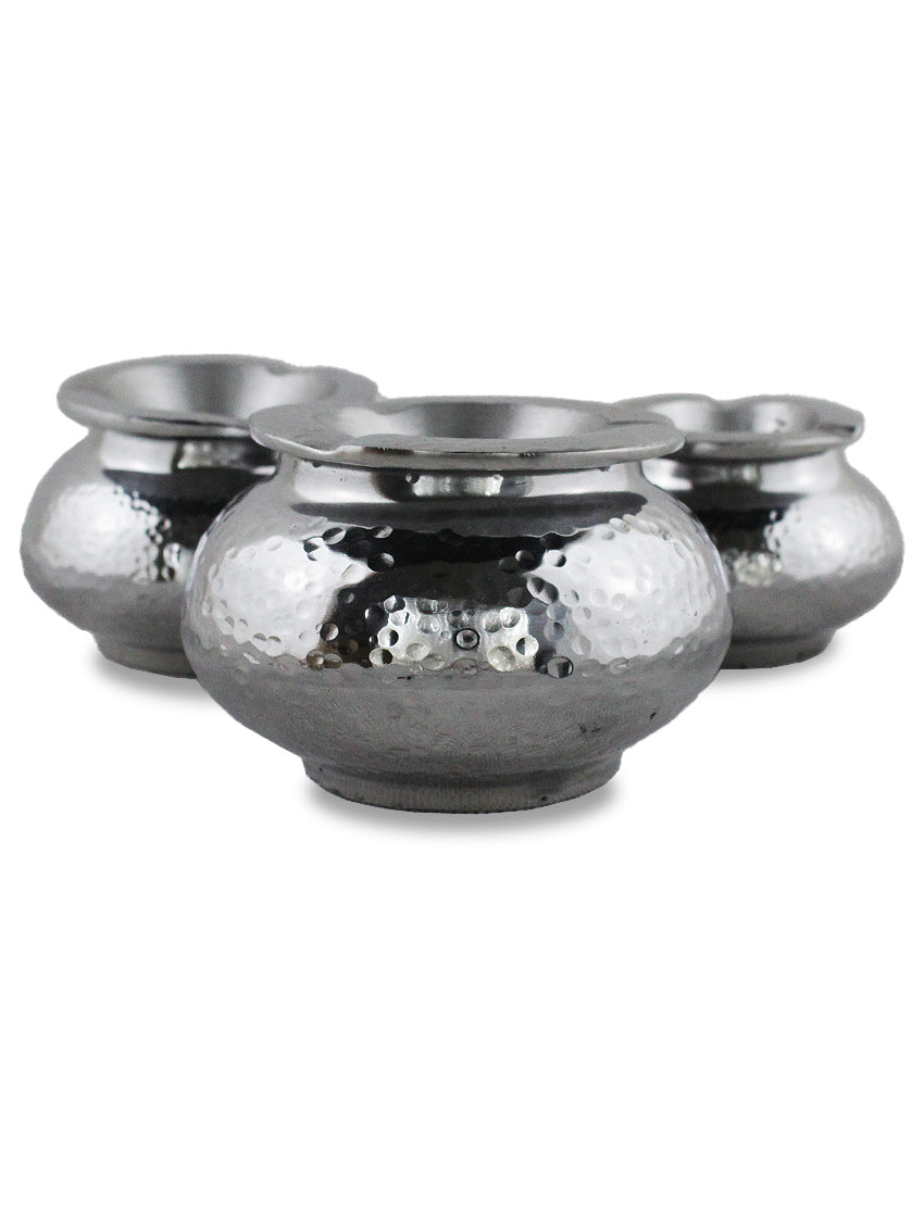 Lot de 3 Cendriers aluminum martelé