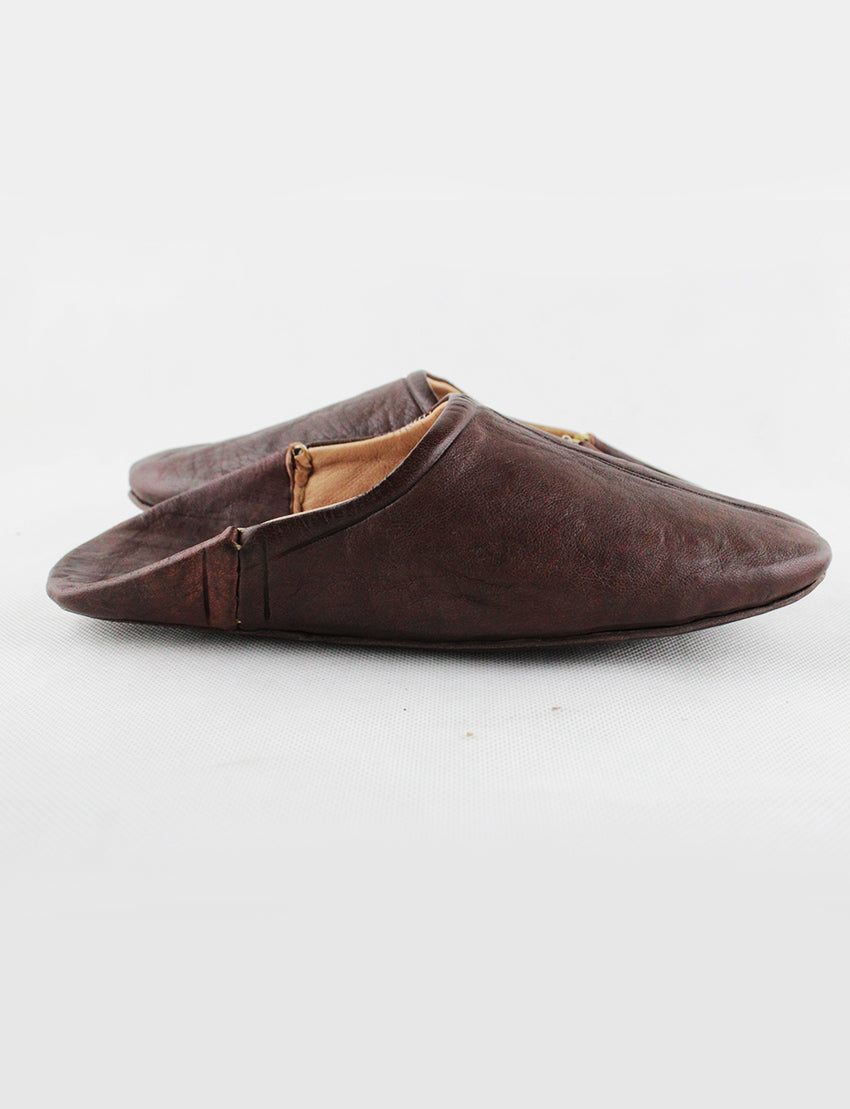 Babouche maison cuir marron