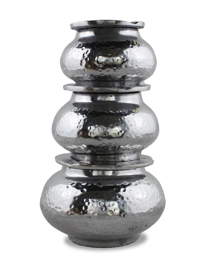 Lot de 3 Cendriers aluminum martelé