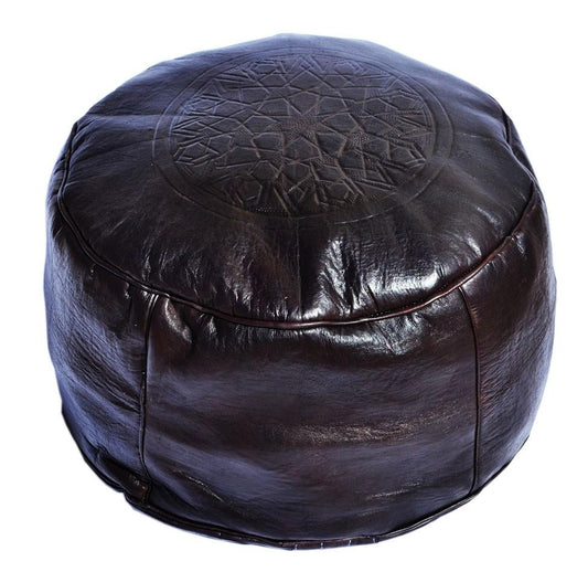 Pouf Fès classique cuir noir