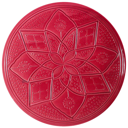 Assiette Gravée rouge carmin