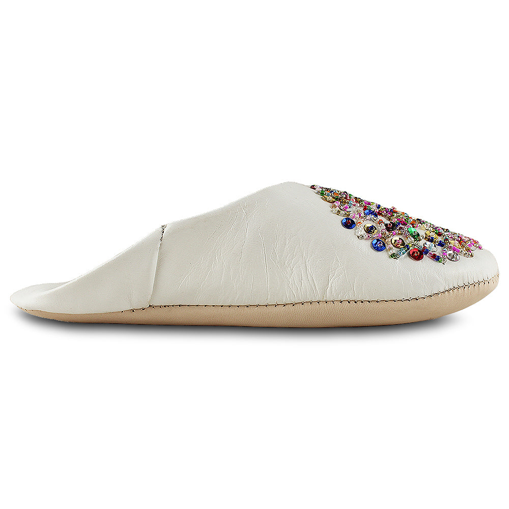 Babouche chausson en paillette Blanche