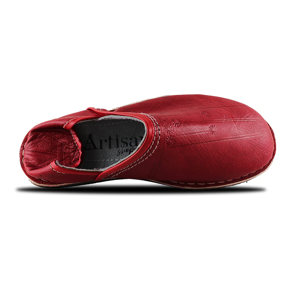 Babouche Berbère mule cuir Rouge