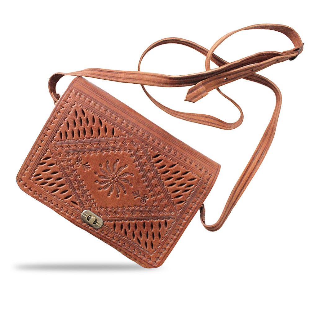 Sac à bandoulière cuir Motifs Perforées