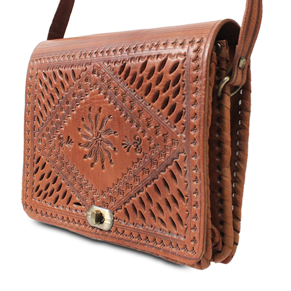 Sac à bandoulière cuir Motifs Perforées